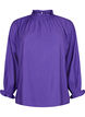 Langærmet viskosebluse med flæser, Prism Violet, Packshot image number 0