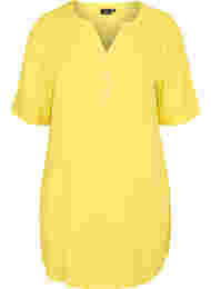 Viskose tunika med v-hals og knapper, Primrose Yellow