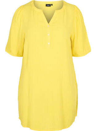 Viskose tunika med v-hals og knapper, Primrose Yellow, Packshot image number 0