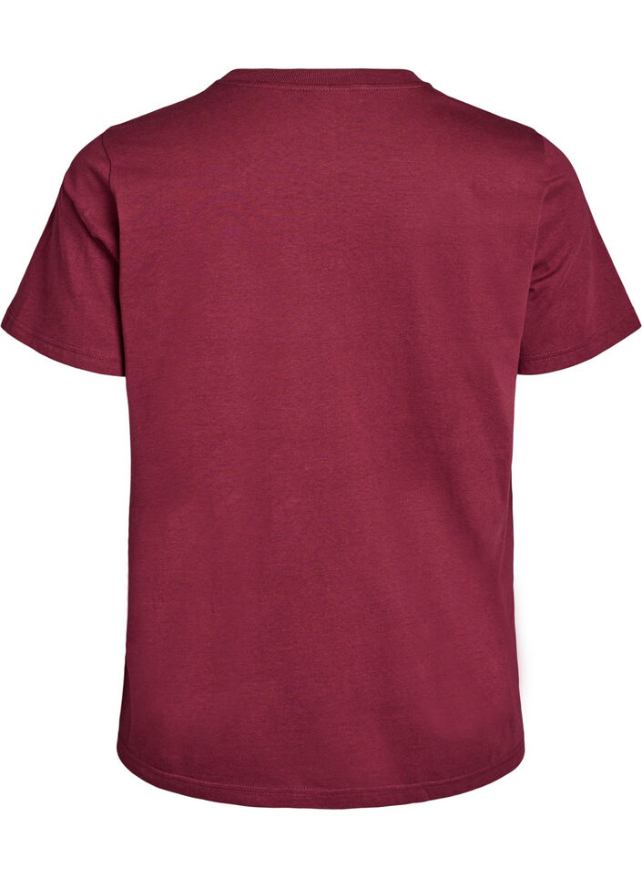 Basis t-shirt i bomuld med rund hals, M&oslash;rk Bordeaux, Packshot image number 1