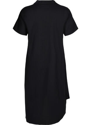 Lang bomuldsskjorte med korte ærmer, Black, Packshot image number 1
