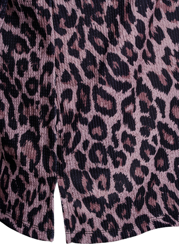 Poloshirt med leopardmønster og guldfarvede knapper, Brun, Packshot image number 3