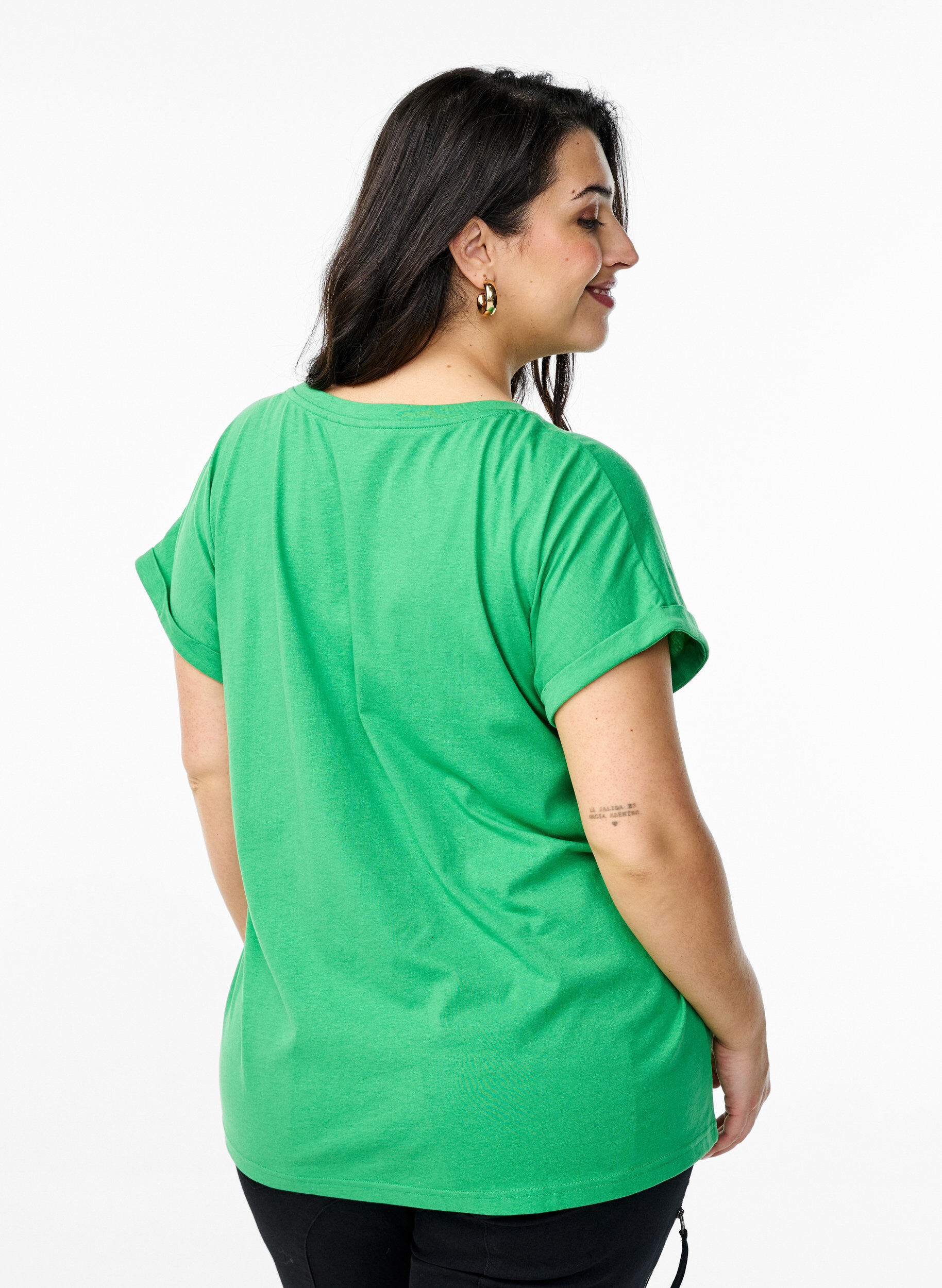 ZizziKort&aelig;rmet t-shirt i bomuldsblanding, Gr&oslash;n, Model image number 2