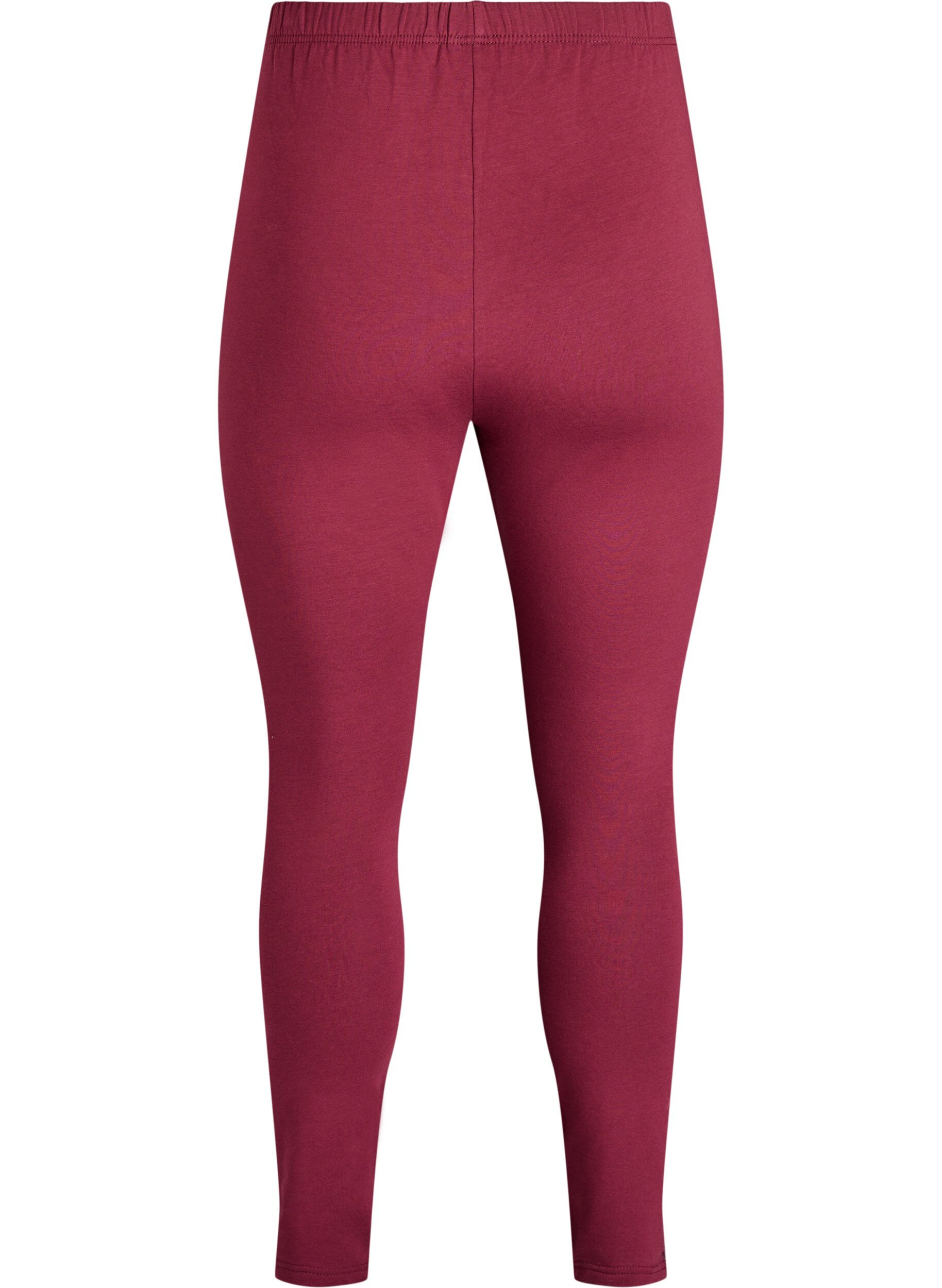 Zizzi Leggings i bomuld med foer, M&oslash;rk Bordeaux, Packshot image number 1