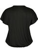 Jerseybluse med strukturstriber og smockkant, Sort, Packshot image number 1