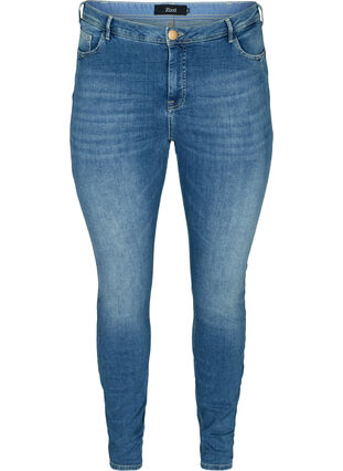Højtaljede Amy jeans med super slim fit , Blue denim, Packshot image number 0