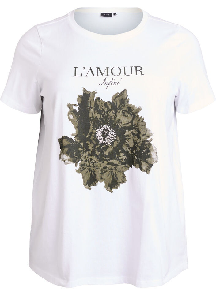 Bomulds t-shirt med frontmotiv, Hvid, Packshot image number 0