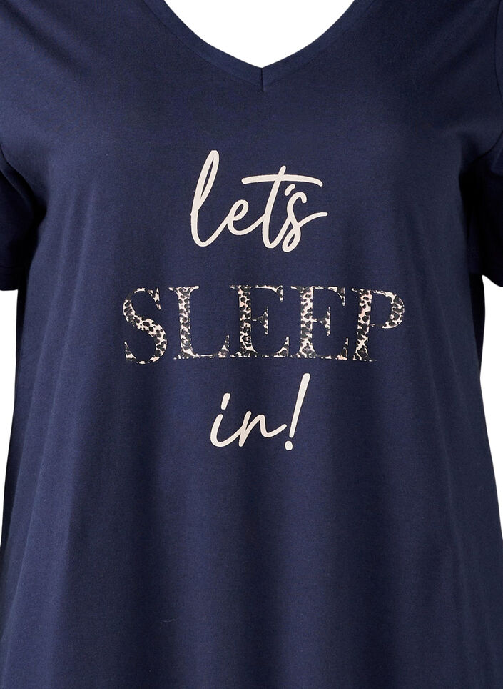 Natkjole i &oslash;kologisk bomuld med v-hals , Bl&aring;, Packshot image number 2