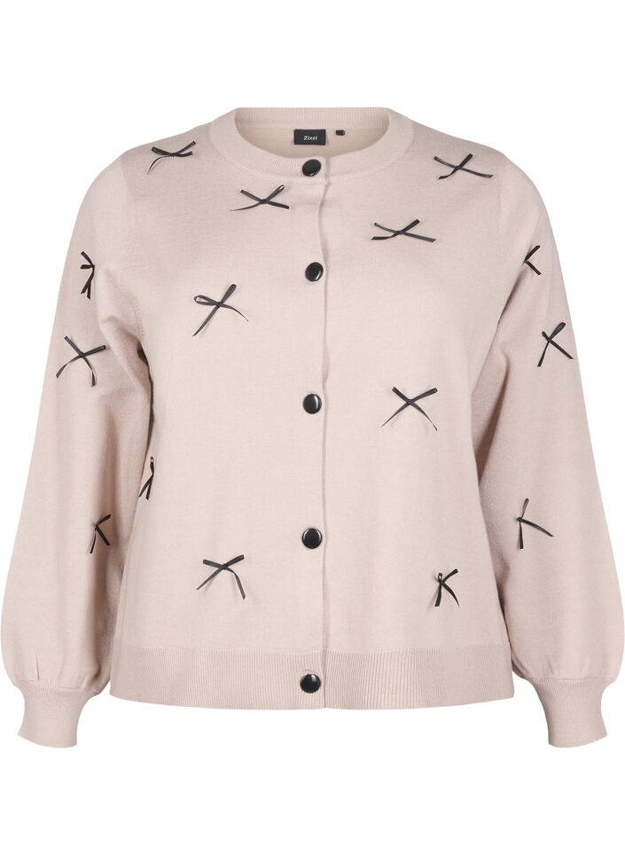 Strikcardigan med sløjfer, Simply T. Black Bows, Packshot image number 0