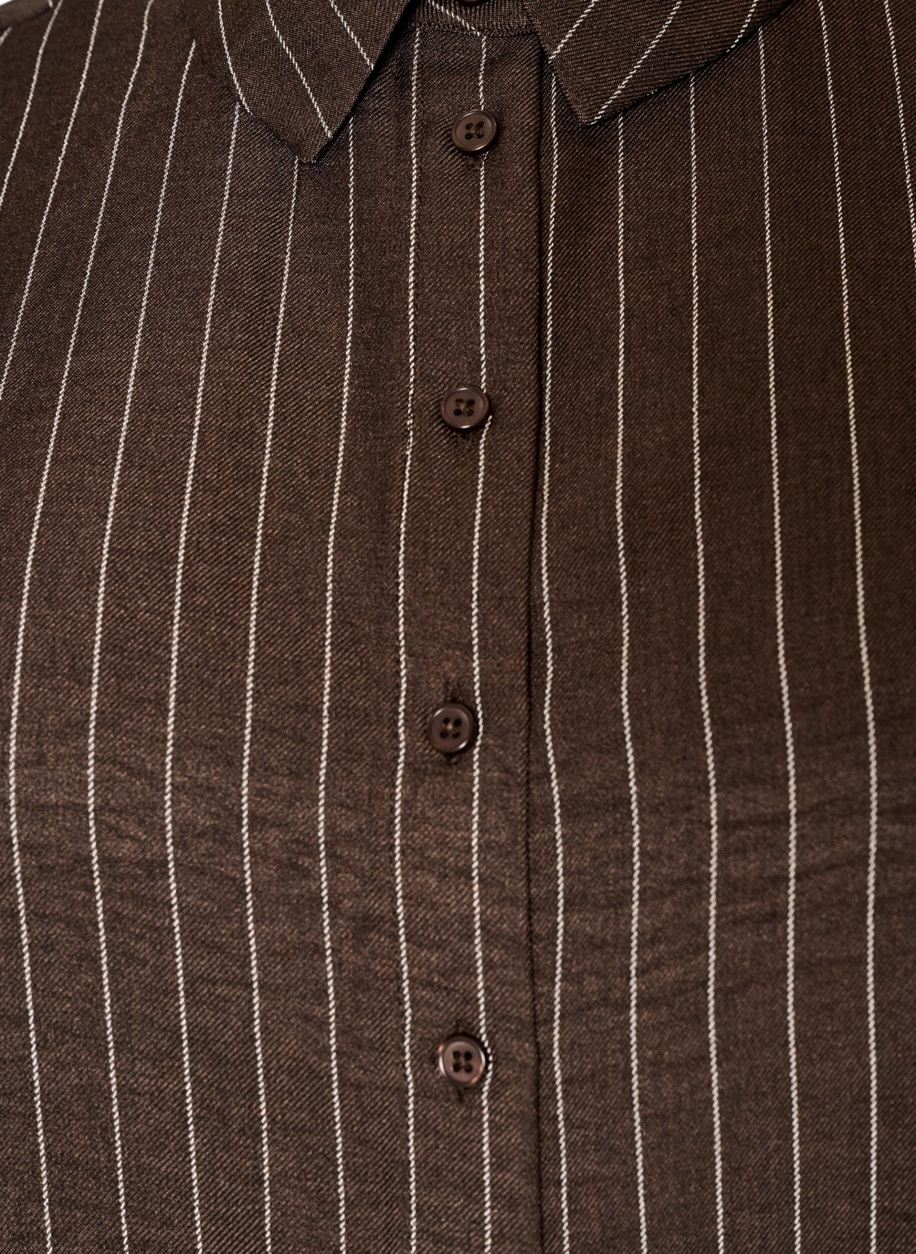 ZizziN&aring;lestribet skjorte med blondekant, Brun, Packshot image number 2