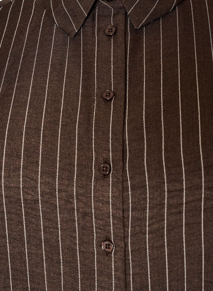 N&aring;lestribet skjorte med blondekant, Brun, Packshot image number 2