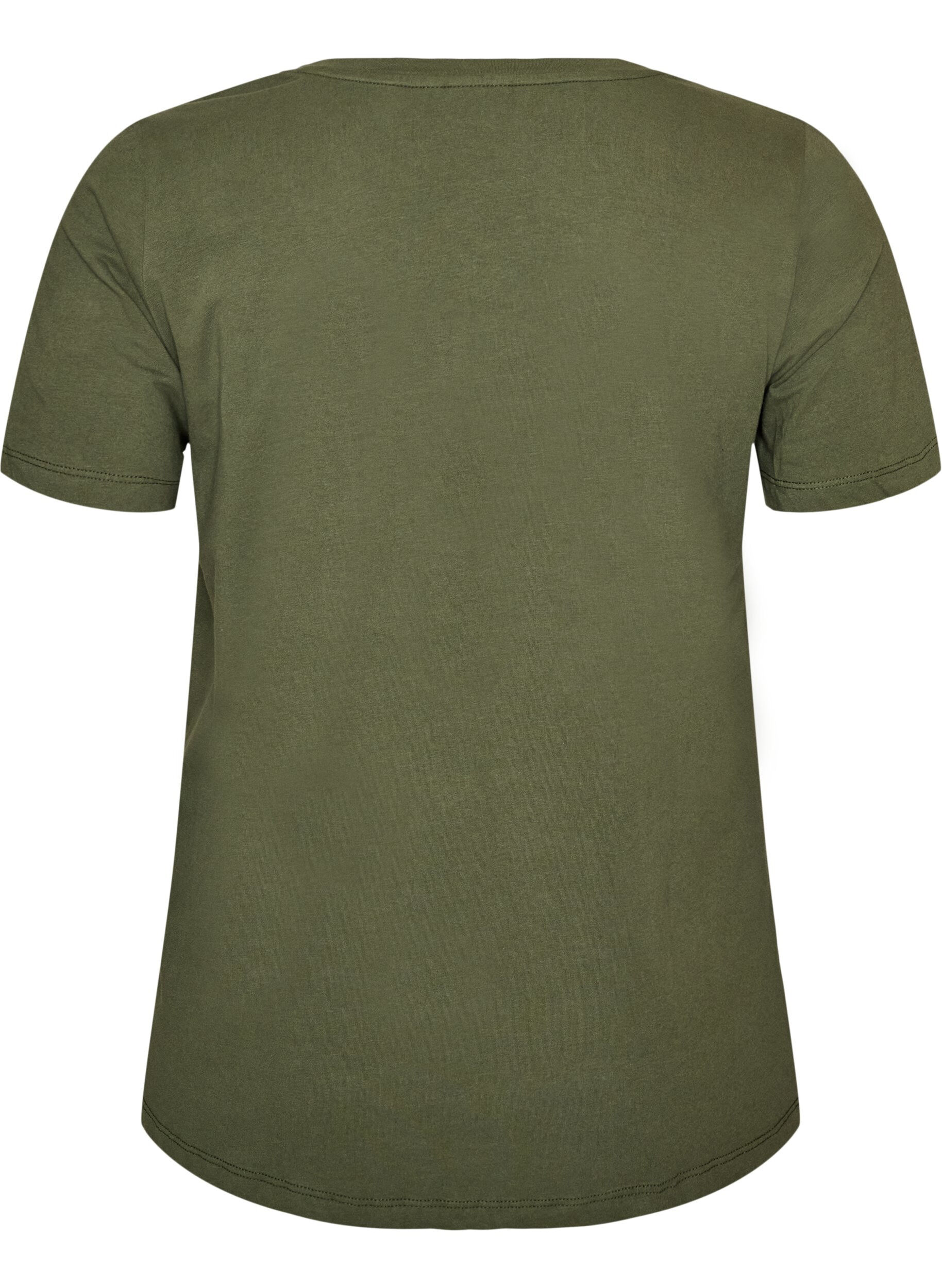 ZizziEnsfarvet basis t-shirt i bomuld, Gr&oslash;n, Packshot image number 1