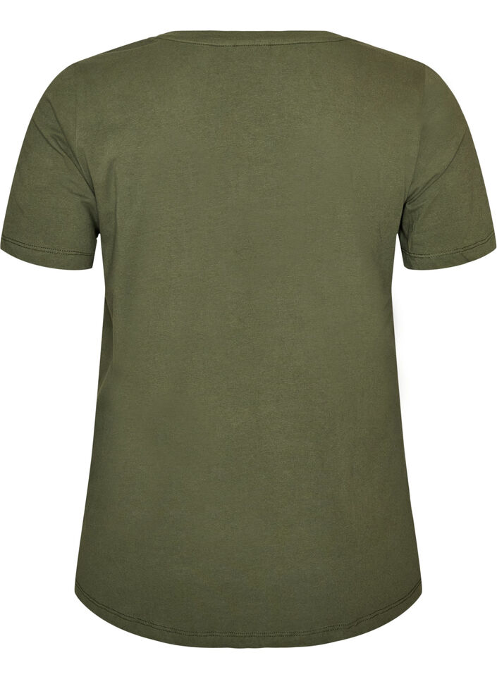 Ensfarvet basis t-shirt i bomuld, Gr&oslash;n, Packshot image number 1