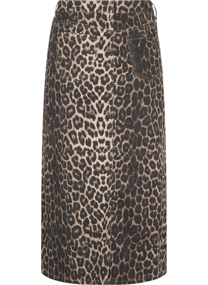 Maxinederdel med leopardprint og frontslids, Leo AOP, Packshot image number 1