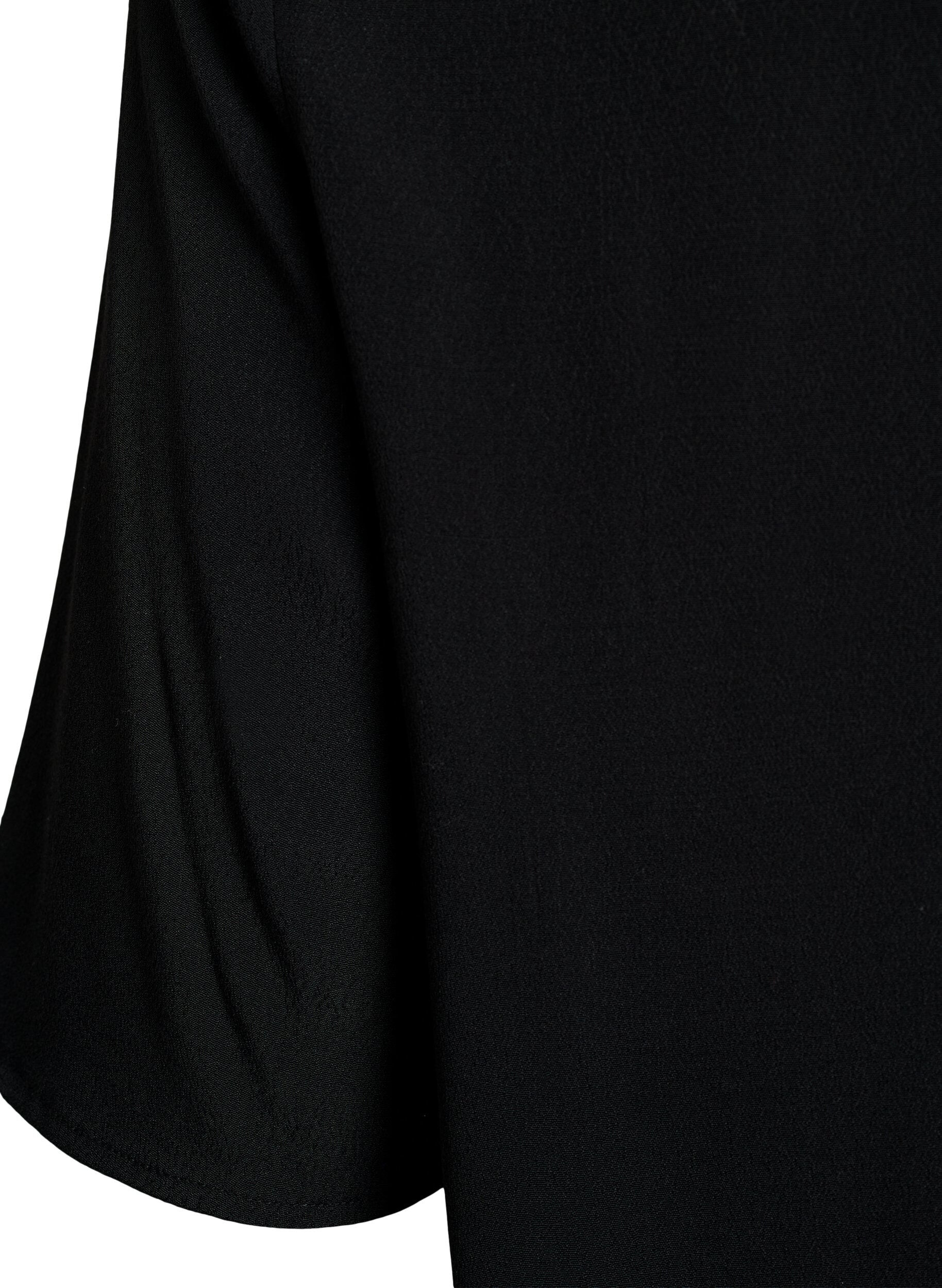 Zizzi Kort&aelig;rmet bluse i viskose med print, Sort, Packshot image number 3