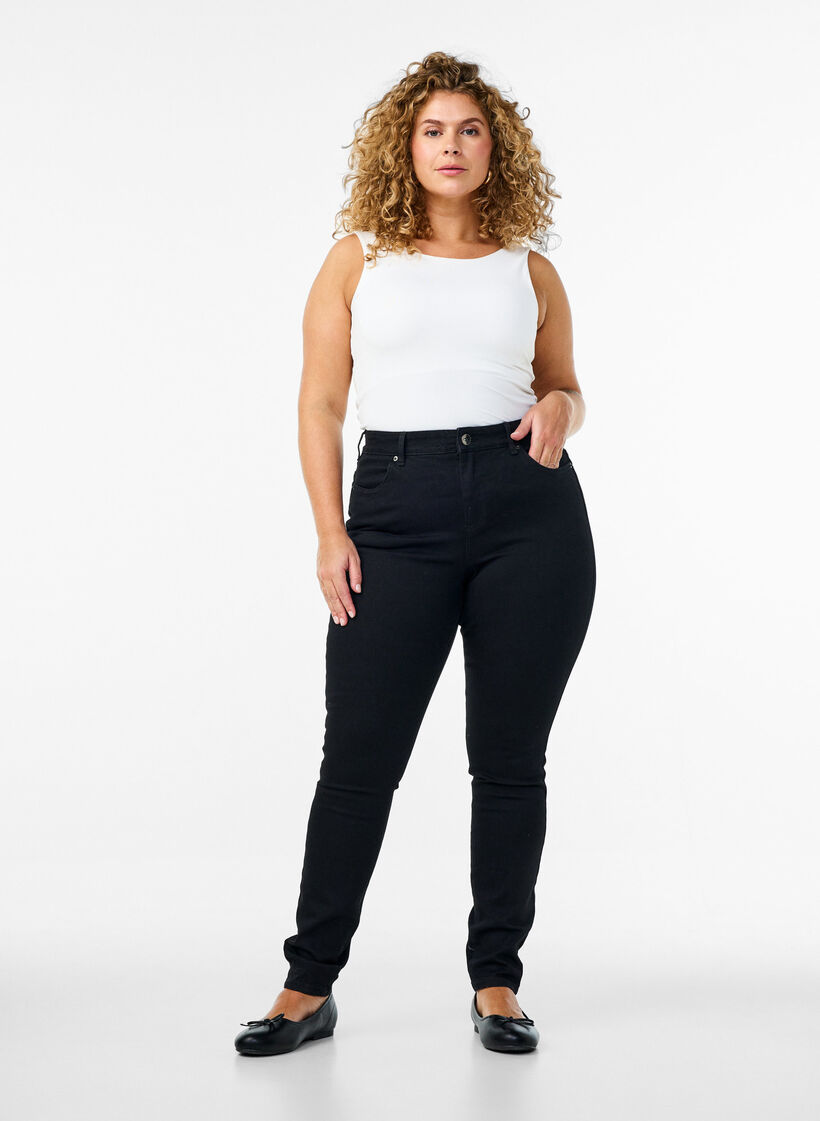 Amy jeans med h&oslash;j talje og super slim fit, Sort, Model image number 0