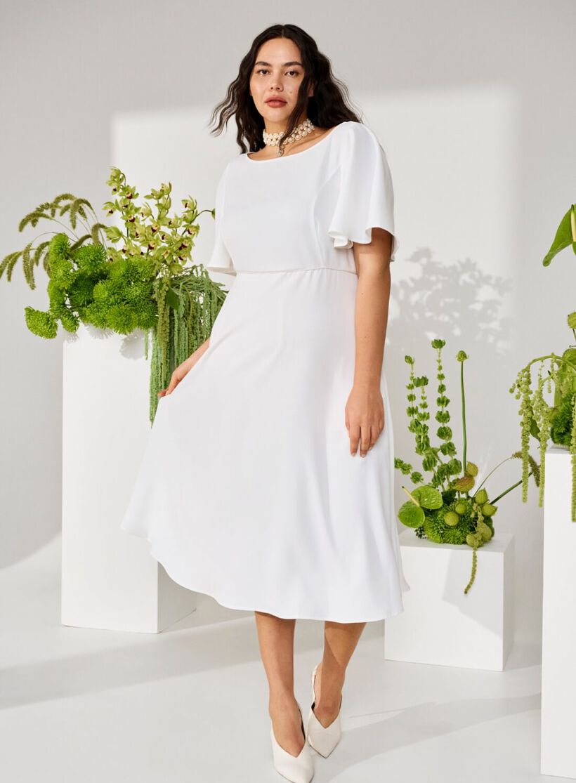 Hvid midi kjole, , Model, 1