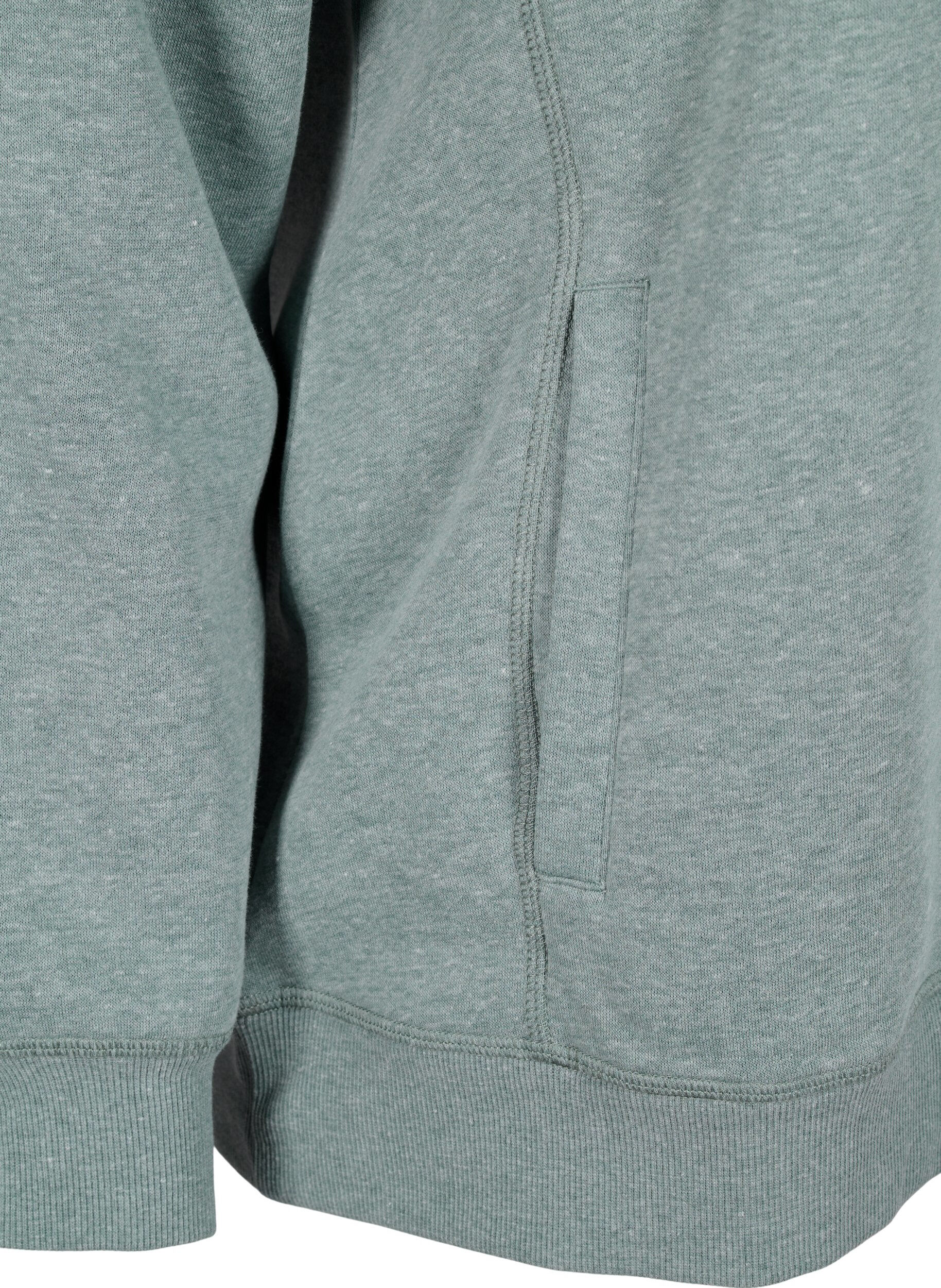 Zizzi FLASH - Sweatshirt med h&oslash;j krave, Balsam Green Melange, Packshot image number 3