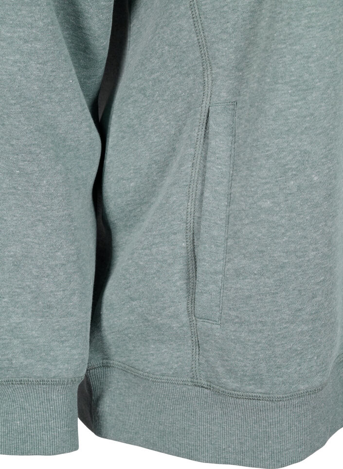 FLASH - Sweatshirt med høj krave, Balsam Green Melange, Packshot image number 3
