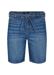 Straight fit denimshorts med bindeb&aring;nd, Bl&aring;