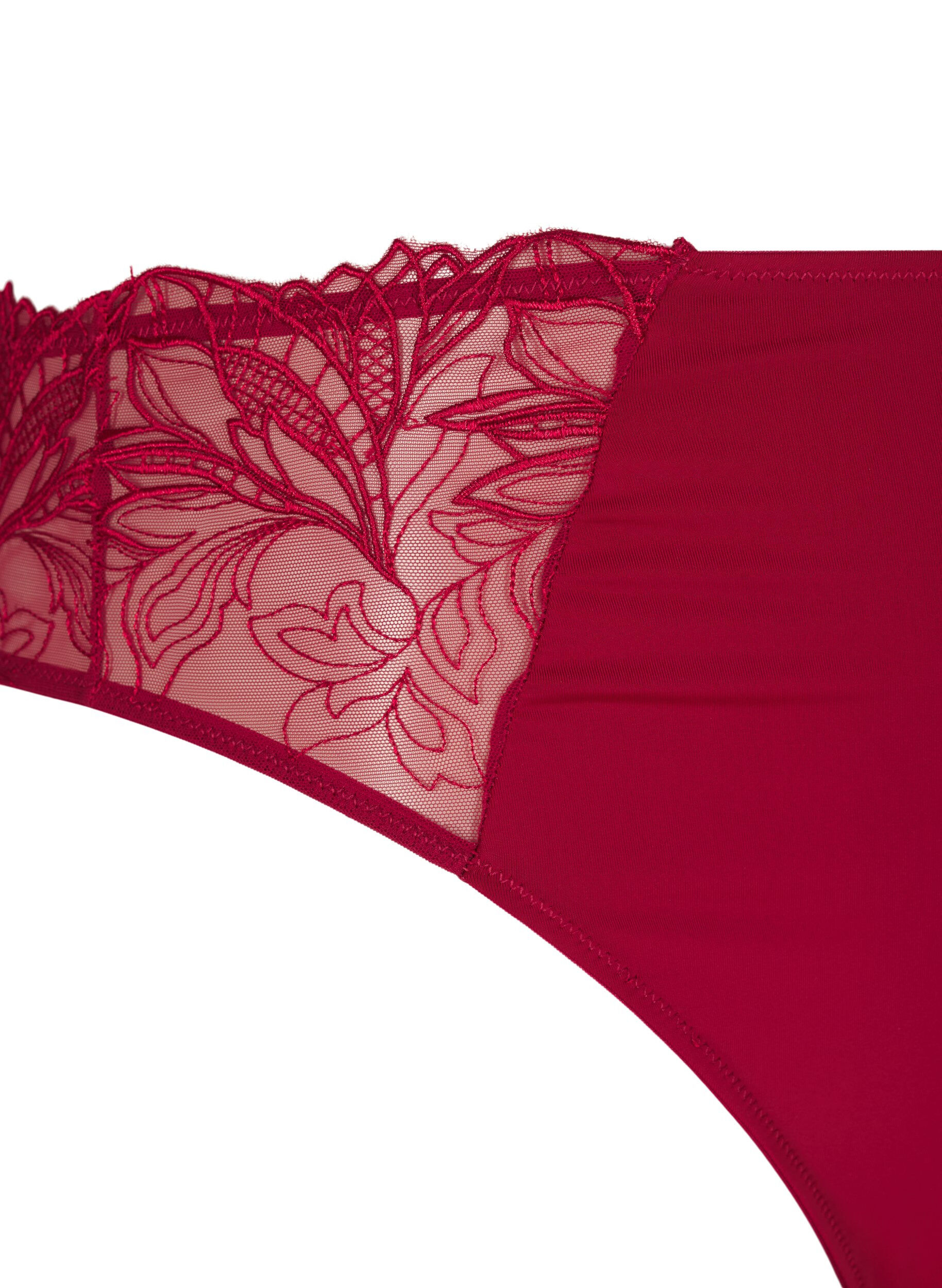 ZizziG-streng i microfiber med blonder, R&oslash;d, Packshot image number 3