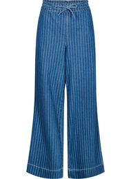 Denim jeans med brede ben og striber, Bl&aring;