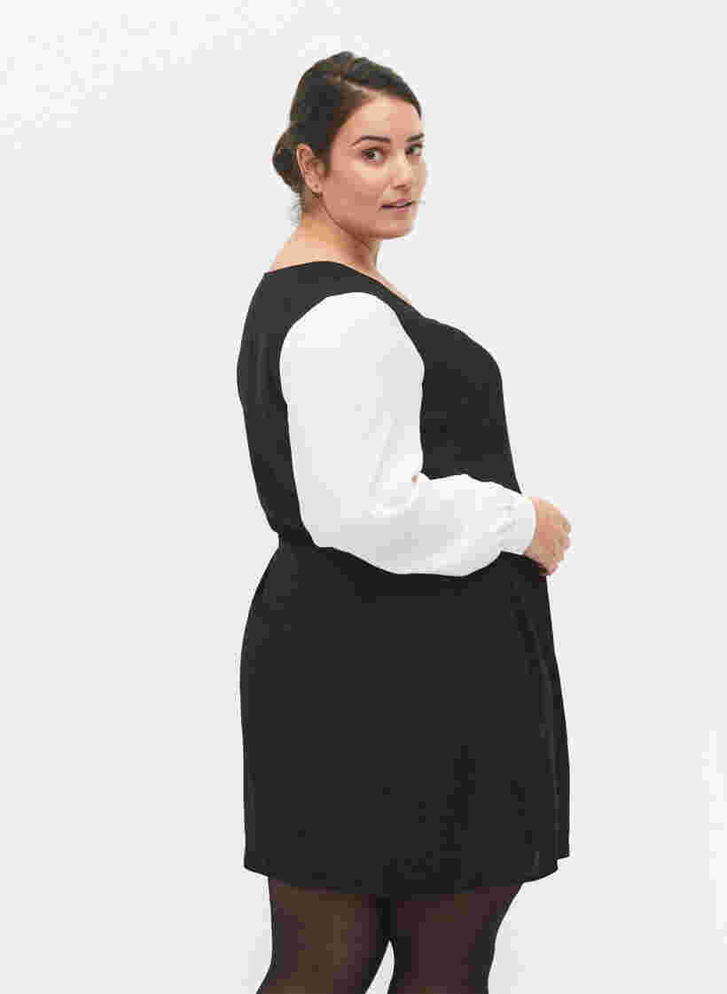 Langærmet kjole i viskose , Black w. Cloud D., Model image number 1