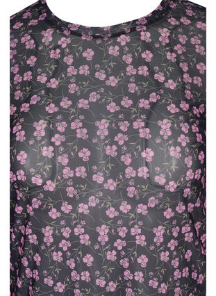 Langærmet mesh bluse med blomsterprint, Flower AOP, Packshot image number 2