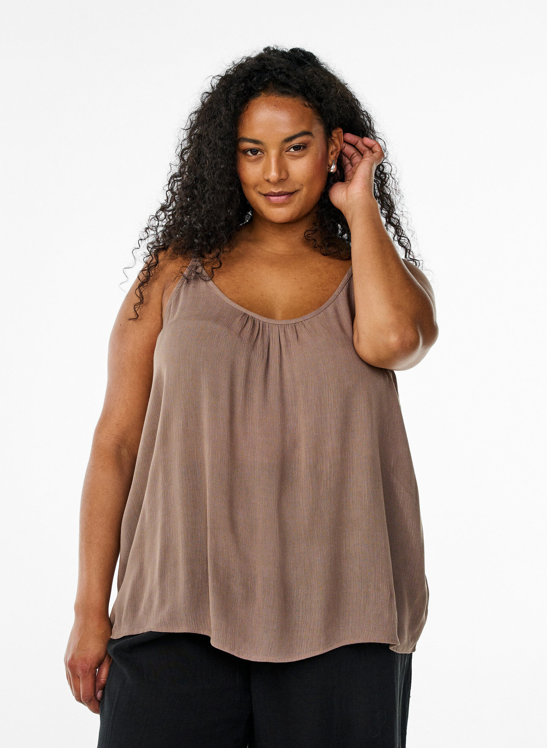 ZizziStrop top i viskose, Brun, Model image number 0