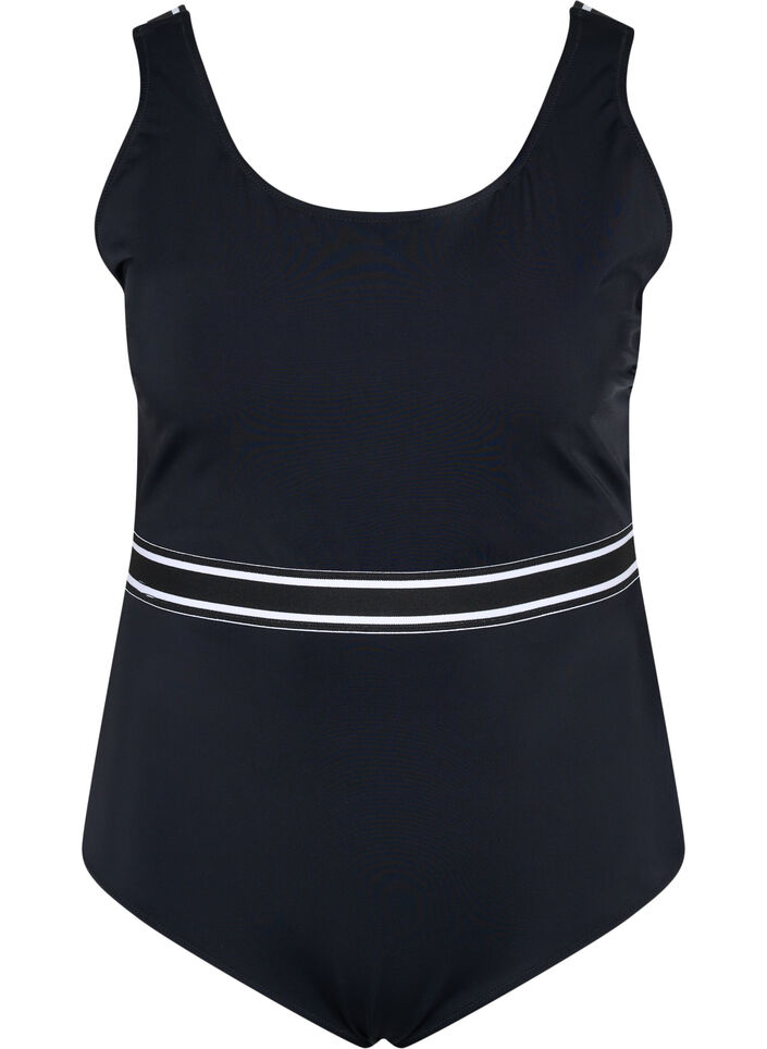 Badedragt med rund halsudskæring, Black, Packshot image number 0