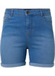 Højtaljede denim shorts med slim fit, Medium Blue Denim, Packshot image number 0