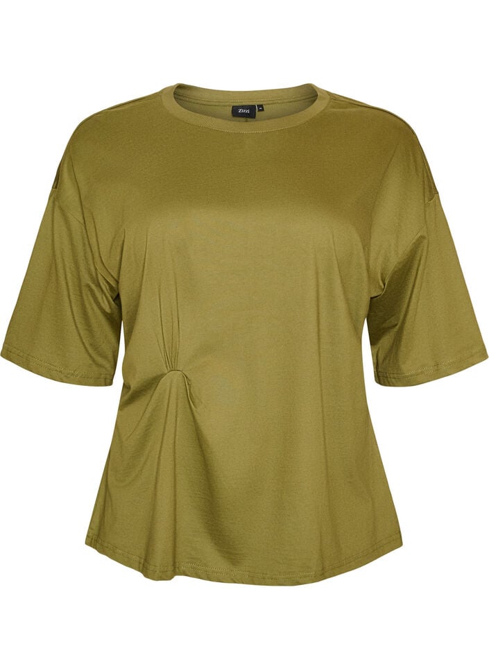 T-shirt med draperet detalje, Gr&oslash;n, Packshot image number 0