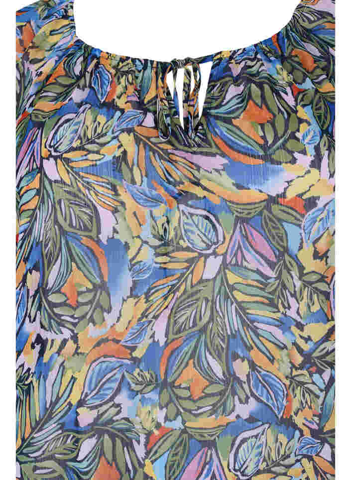 Langærmet bluse med bindebånd ved halsudskæring, Vibrant Leaf, Packshot image number 2