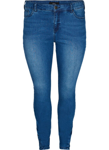 Super slim Amy jeans med sløjfe, Dark blue, Packshot image number 0