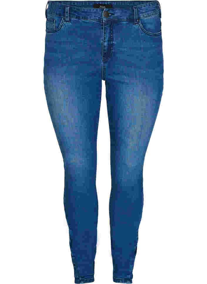 Super slim Amy jeans med sløjfe, Dark blue