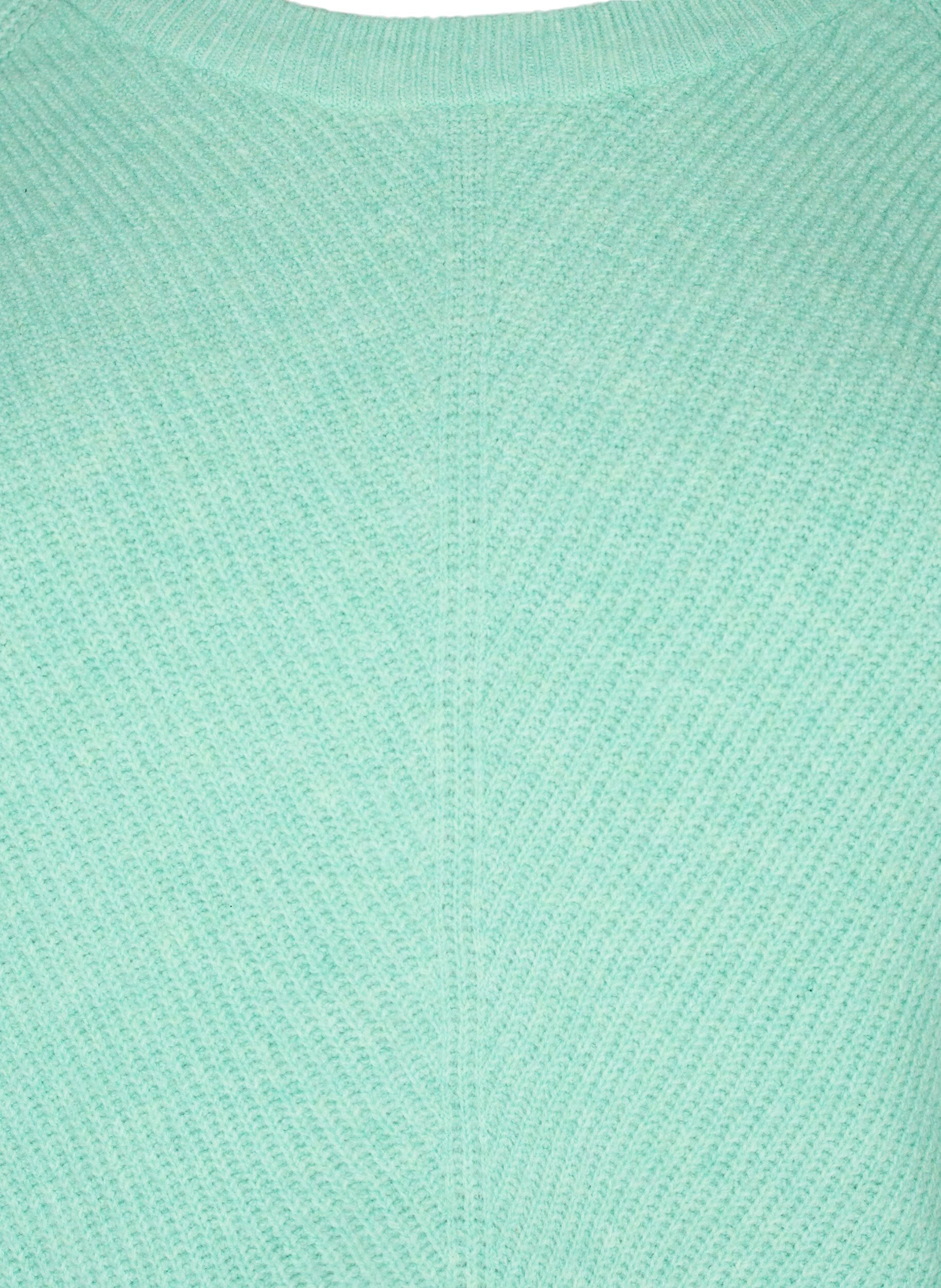 Zizzi Meleret strikbluse med slids i siden, Cabbage/White, Packshot image number 2