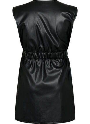 Kort kjole i læderlook, Black, Packshot image number 1