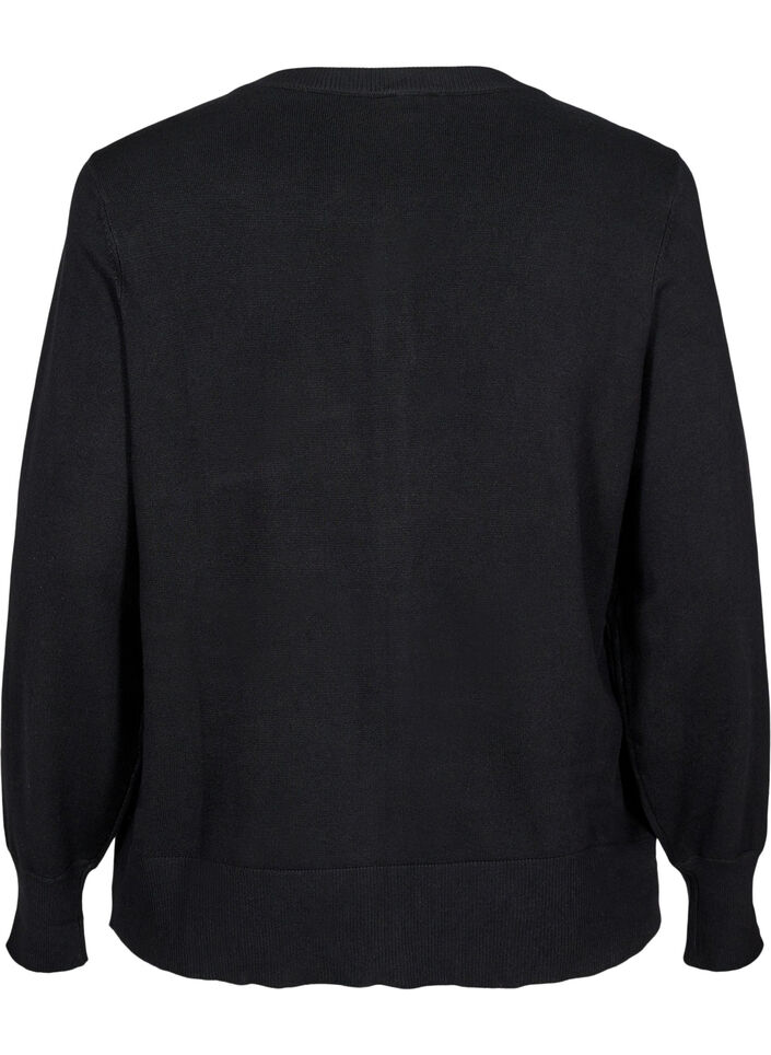 Strikket cardigan med knapper i viskosemix, Black, Packshot image number 1