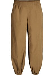 Ballonbukser i bomuld med h&oslash;j talje, Brun