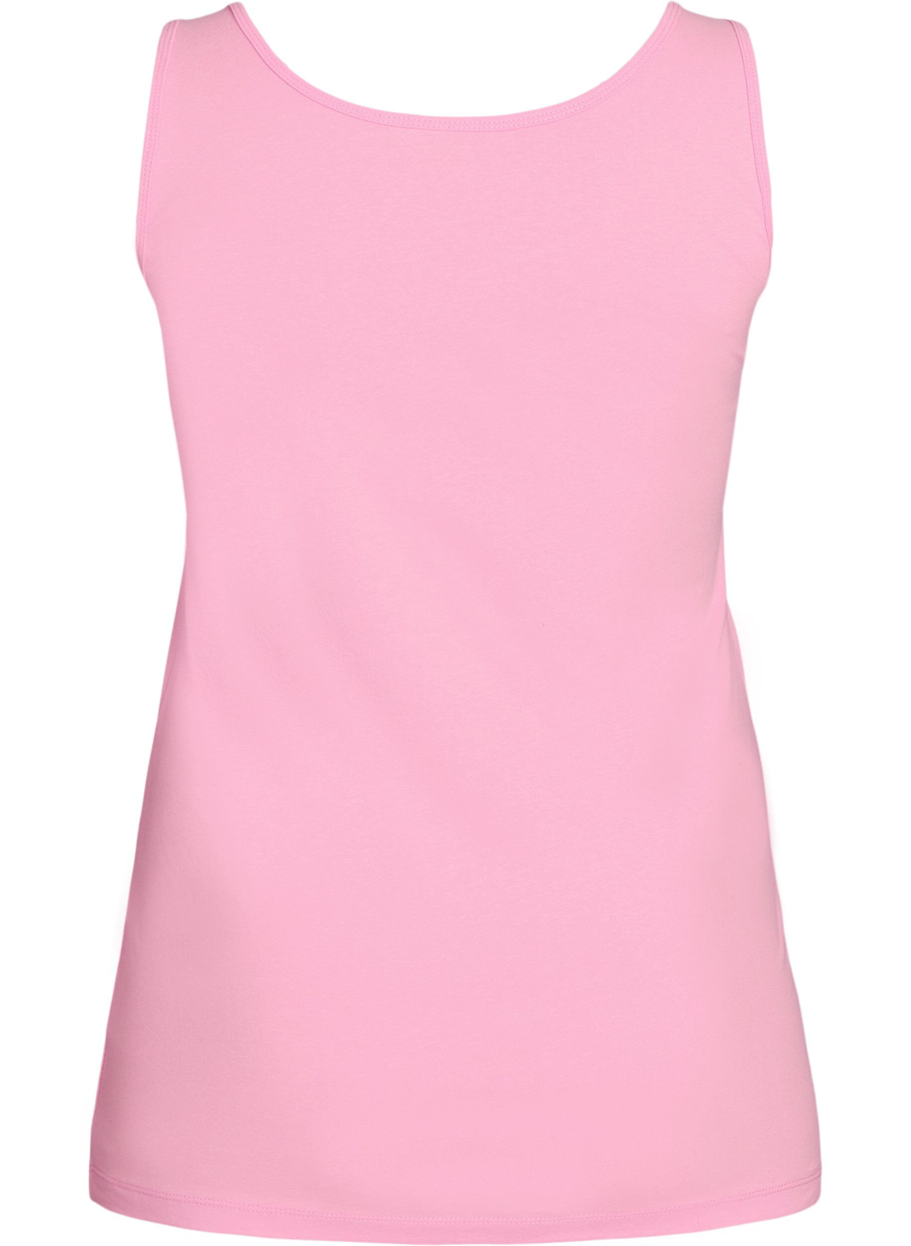 ZizziEnsfarvet basis top i bomuld, Lyser&oslash;d, Packshot image number 1