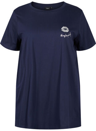 Oversize nat t-shirt i økologisk bomuld, Night Sky Lips, Packshot image number 0