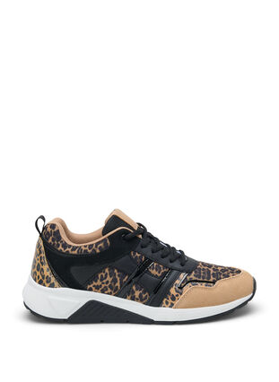 Wide fit sneakers med leoprint, Leopard Print, Packshot image number 0