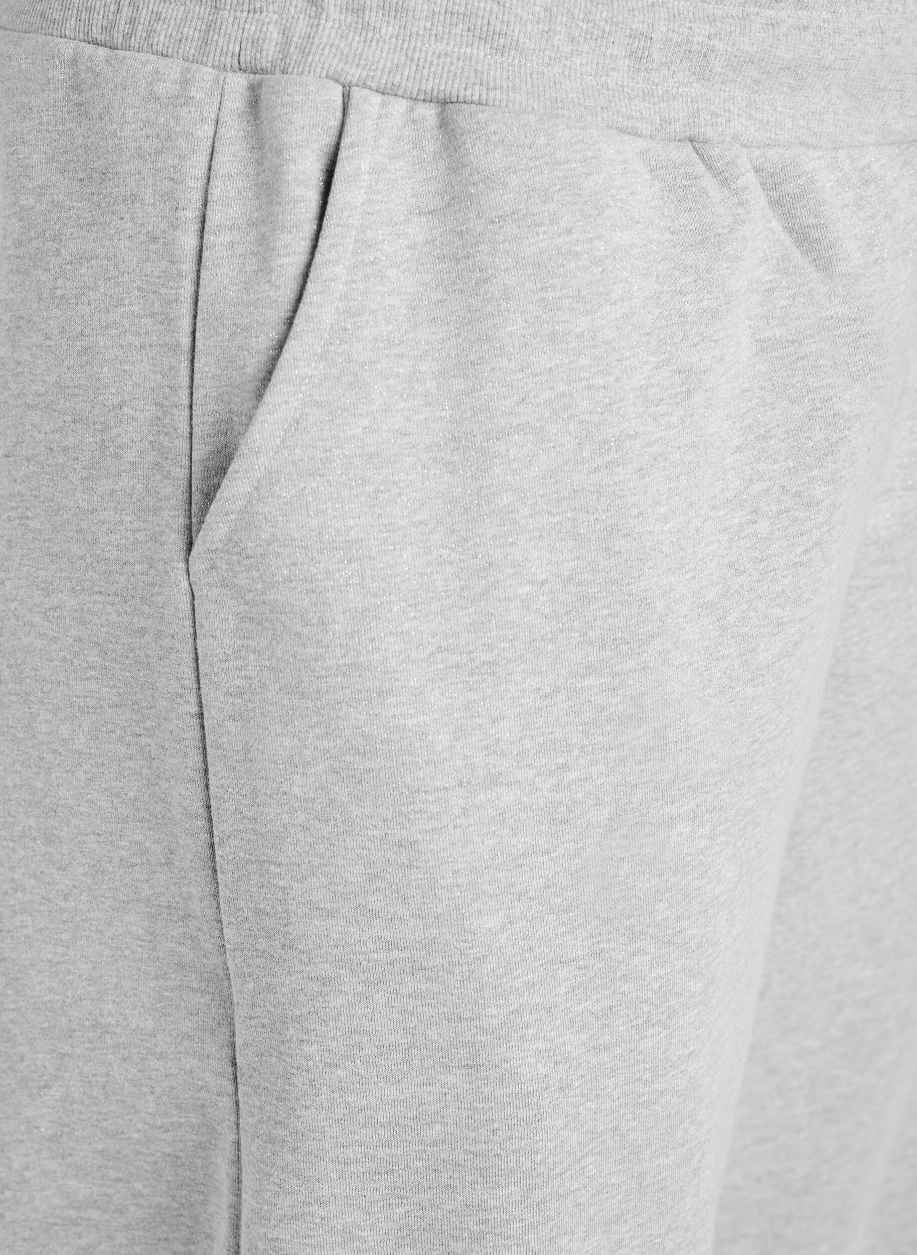 Zizzi Sweatbukser med h&oslash;j talje og glittertr&aring;d, Gr&aring;, Packshot image number 2