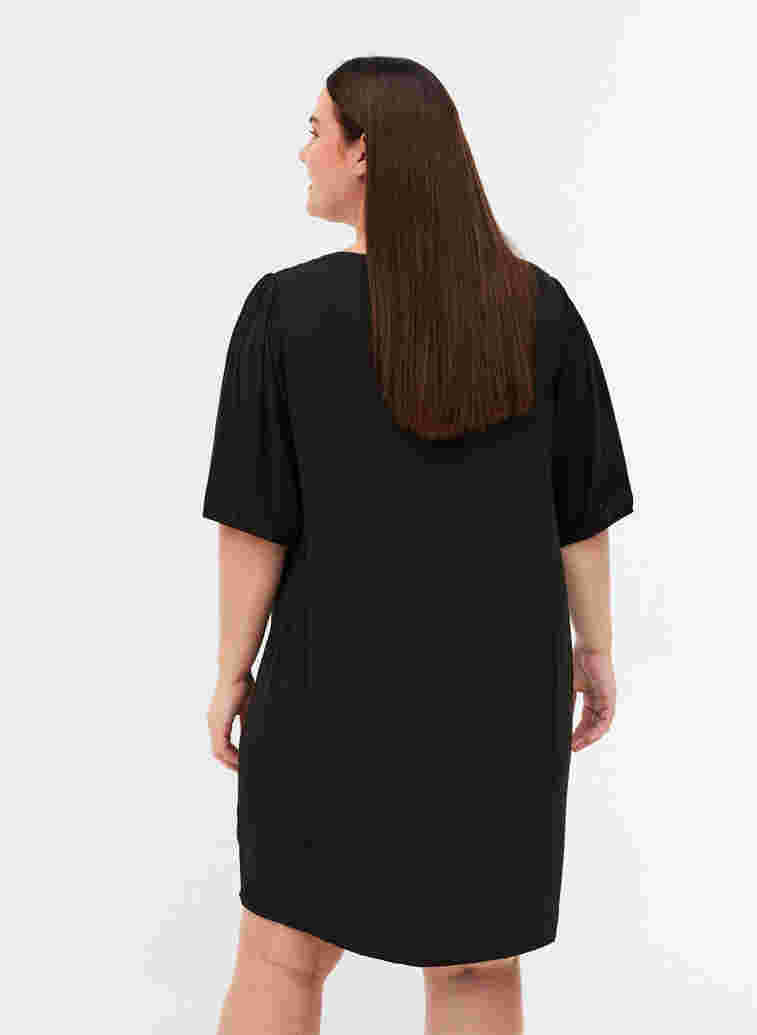 Viskose tunika med v-hals og knapper, Black, Model image number 1