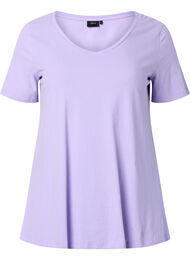 Ensfarvet basis t-shirt i bomuld, Lavender