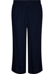 Bukser i h&oslash;r og viskose med vide ben, Bl&aring;