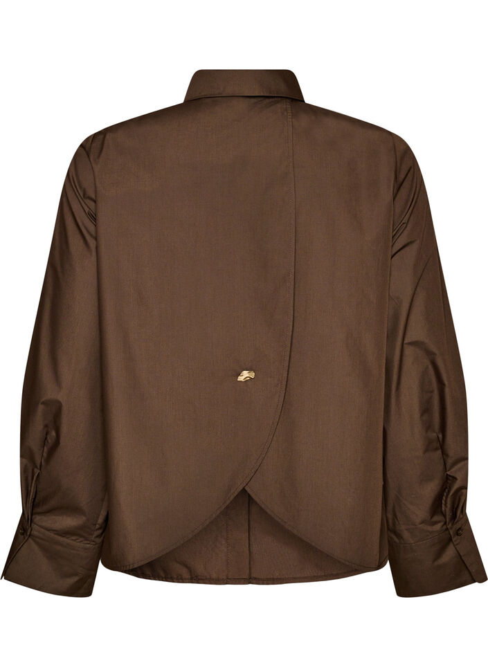 Skjorte med dekorativ rygdetalje, Brun, Packshot image number 1