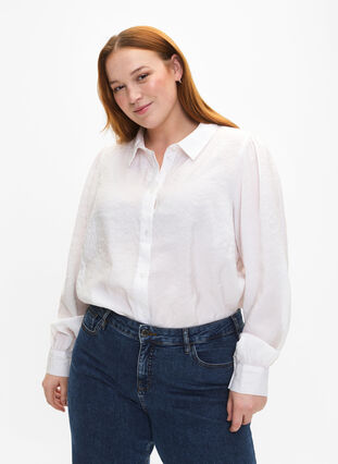 Langærmet skjorte i TENCEL™ Modal , Bright White, Model image number 0