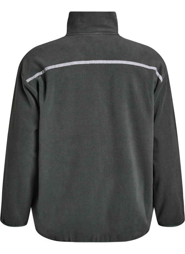 Fleecejakke med lynlås og refleksbånd, Grøn, Packshot image number 1