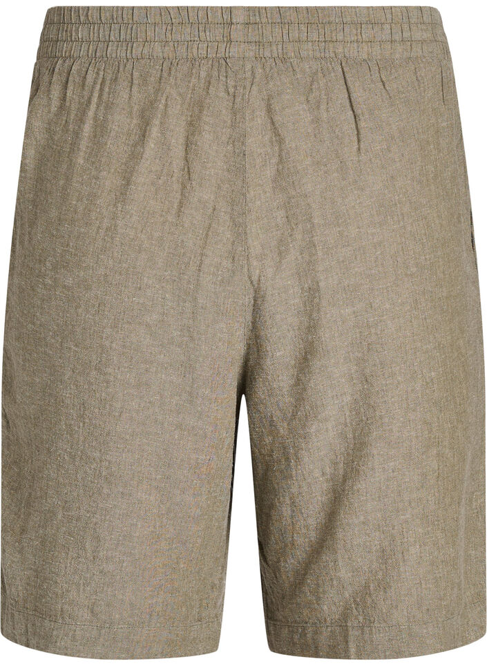 Shorts i h&oslash;r og viskose med h&oslash;j talje, Gr&oslash;n, Packshot image number 1